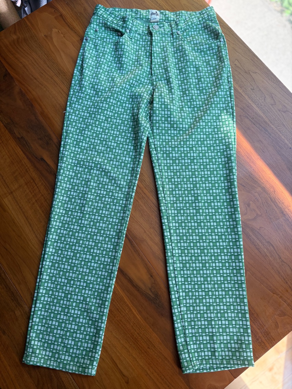 RARE Vintage 90s Levis SilverTab Green Print Pants Sz 4